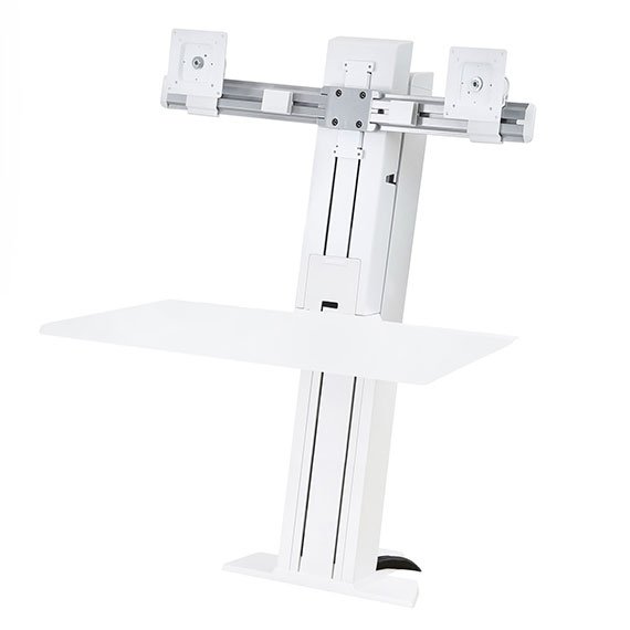 ERGOTRON WorkFit-SR Dual Monitor Sit-Stand Desktop Workstation Short Surface white
