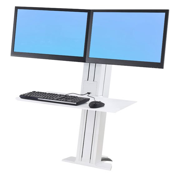 ERGOTRON WorkFit-SR Dual Monitor Sit-Stand Desktop Workstation Short Surface white