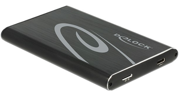DeLOCK ext kabinett 1x2,5&quot; SATA-HDD, USB 3.1 Gen2, max 9,5mm, svart