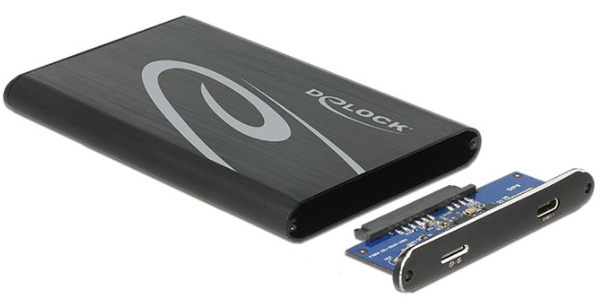 DeLOCK ext kabinett 1x2,5&quot; SATA-HDD, USB 3.1 Gen2, max 9,5mm, svart
