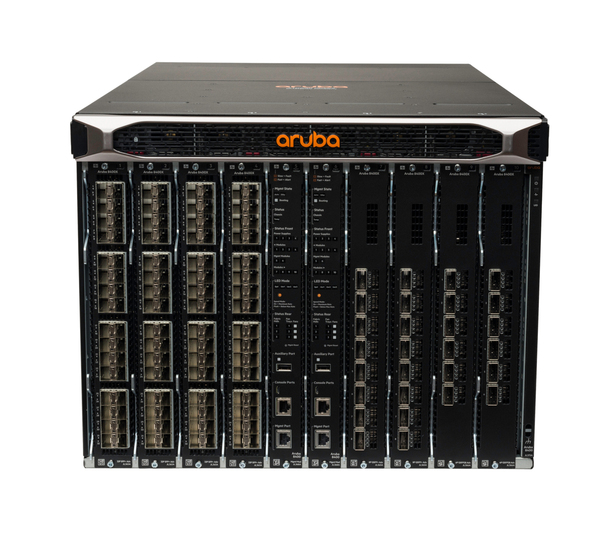 HPE Aruba 8400 8-slot Chassis - Kytkin - 32 x 10 Gigabit Ethernet + 6 x 40 Gigabit / 100 Gigabit QSFP28 - r&auml;kkiin asennettava - sek&auml; 2x 8400X FabricModules, 1x