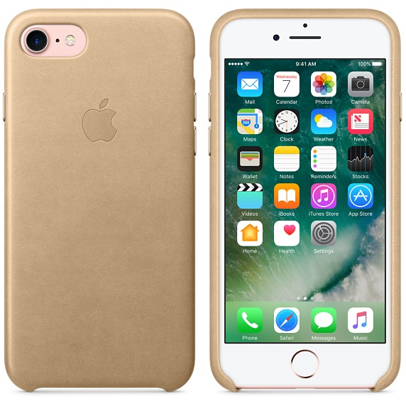 Apple iPhone 7 L&auml;derskal &ndash; ljusbrun
