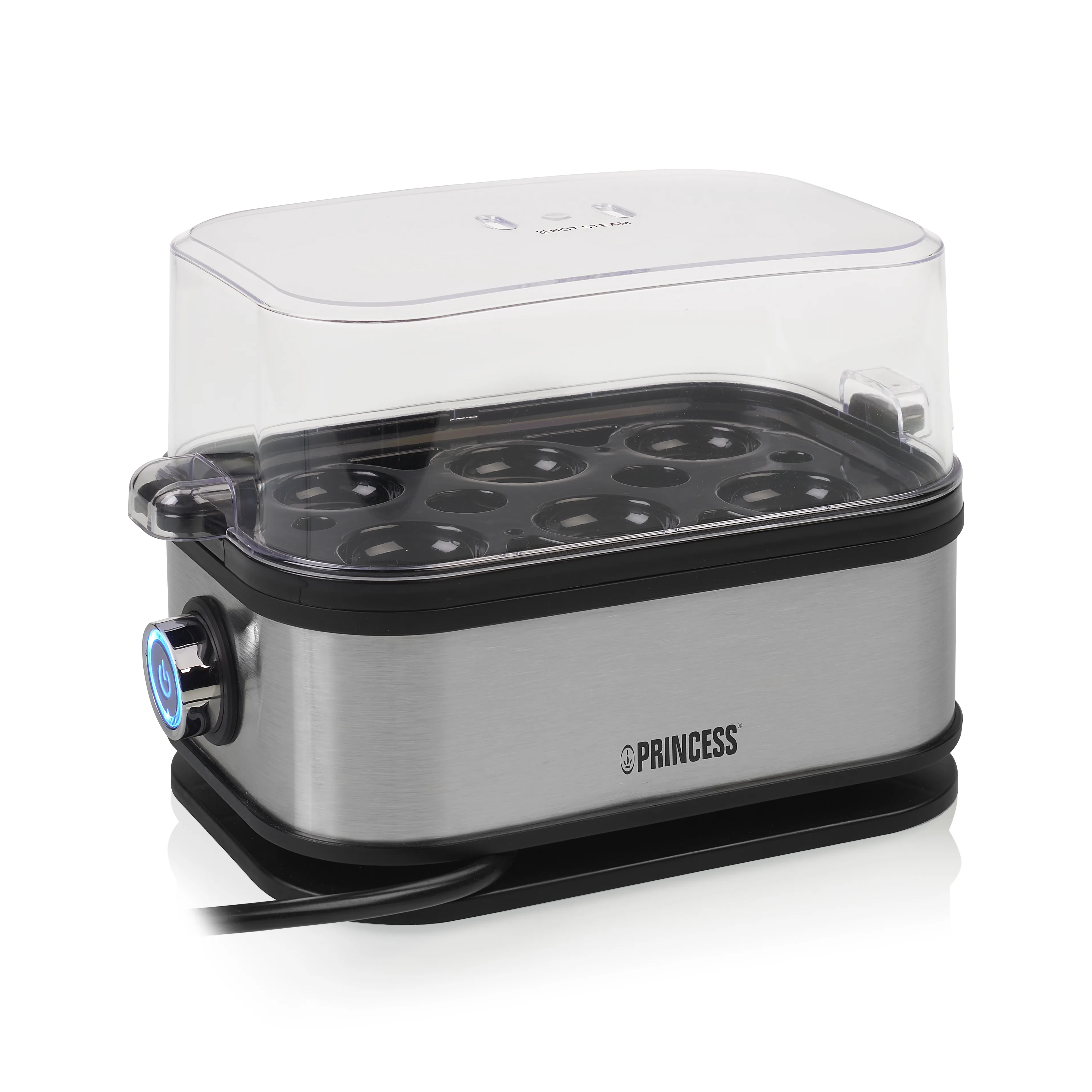 Princess 262046 Egg Cooker, 6 Eggs, 400 W, Black/Silver