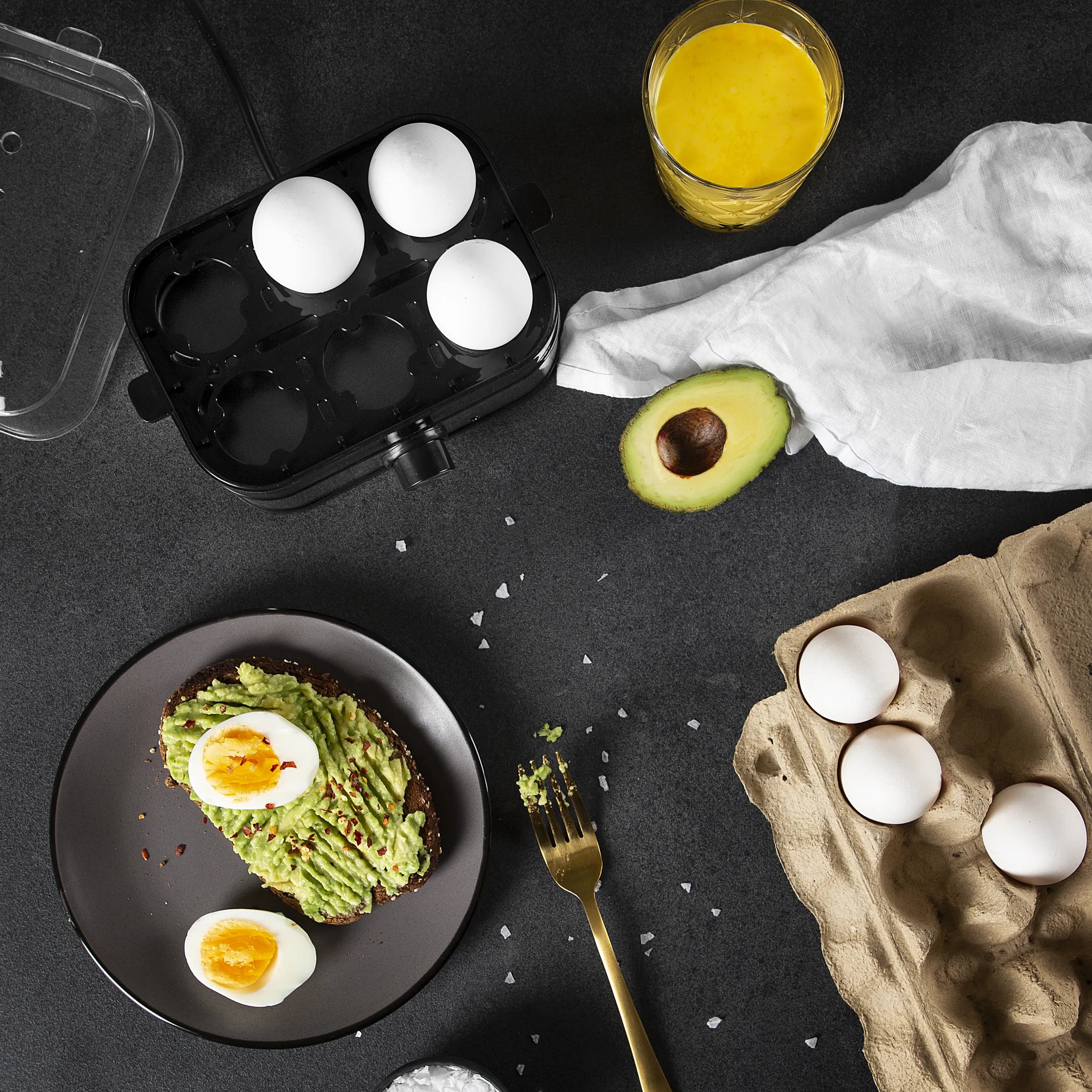 Princess 262046 Egg Cooker, 6 Eggs, 400 W, Black/Silver