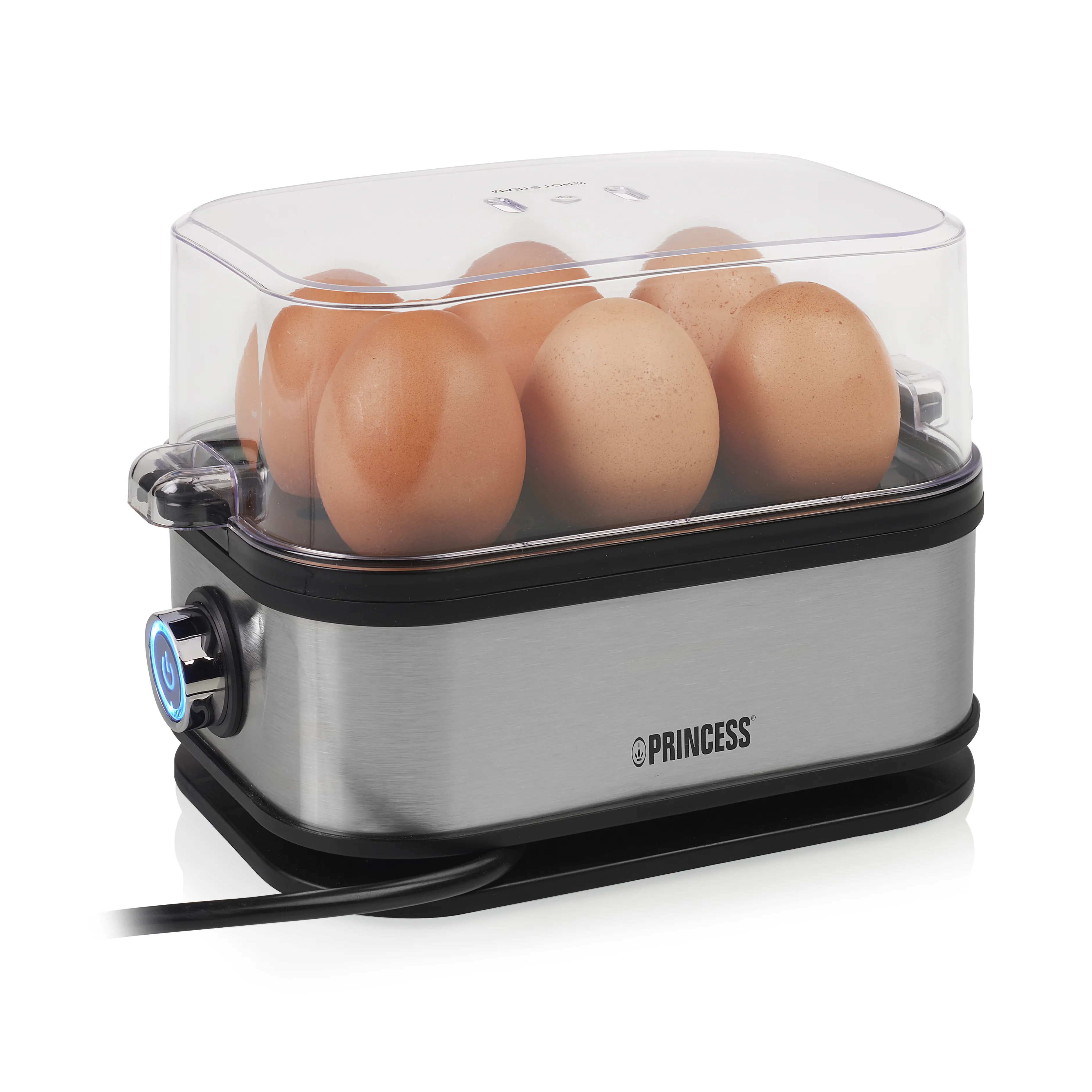 Princess 262046 Egg Cooker, 6 Eggs, 400 W, Black/Silver
