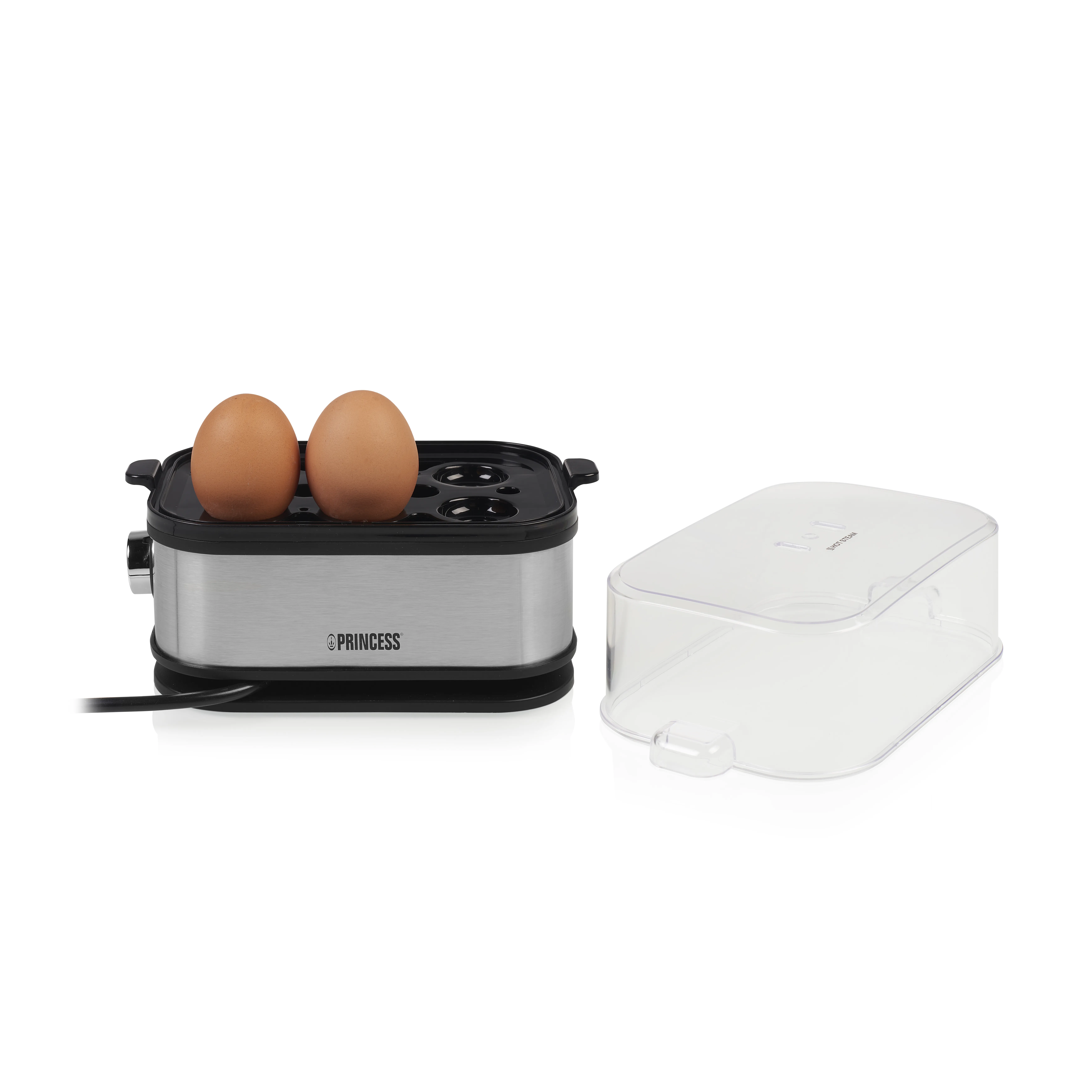 Princess 262046 Egg Cooker, 6 Eggs, 400 W, Black/Silver