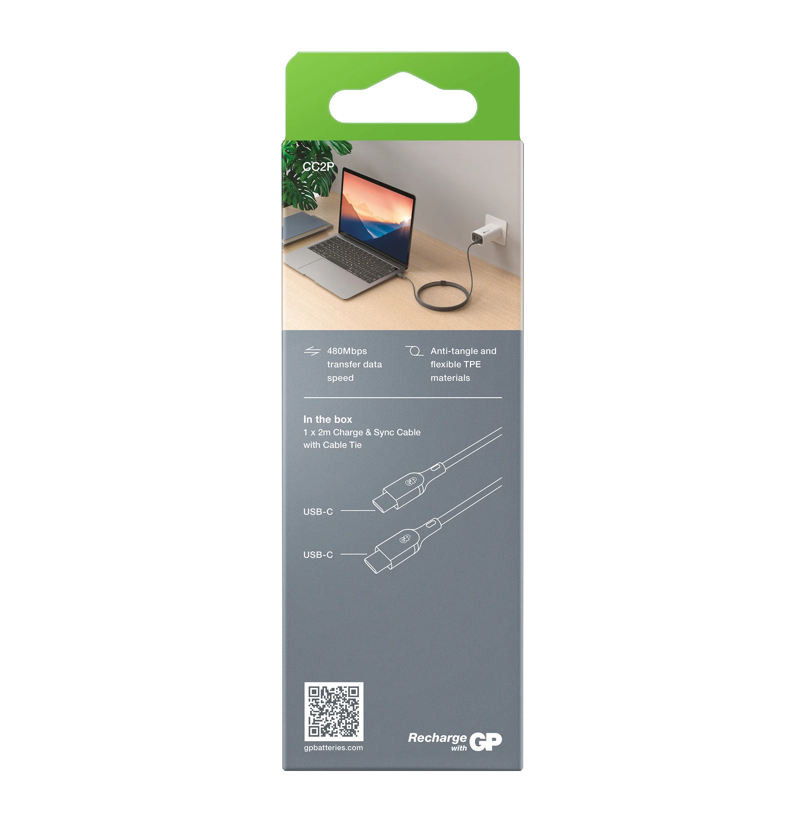 GP Cable USB-C to USB-C 100W CC2P 2m