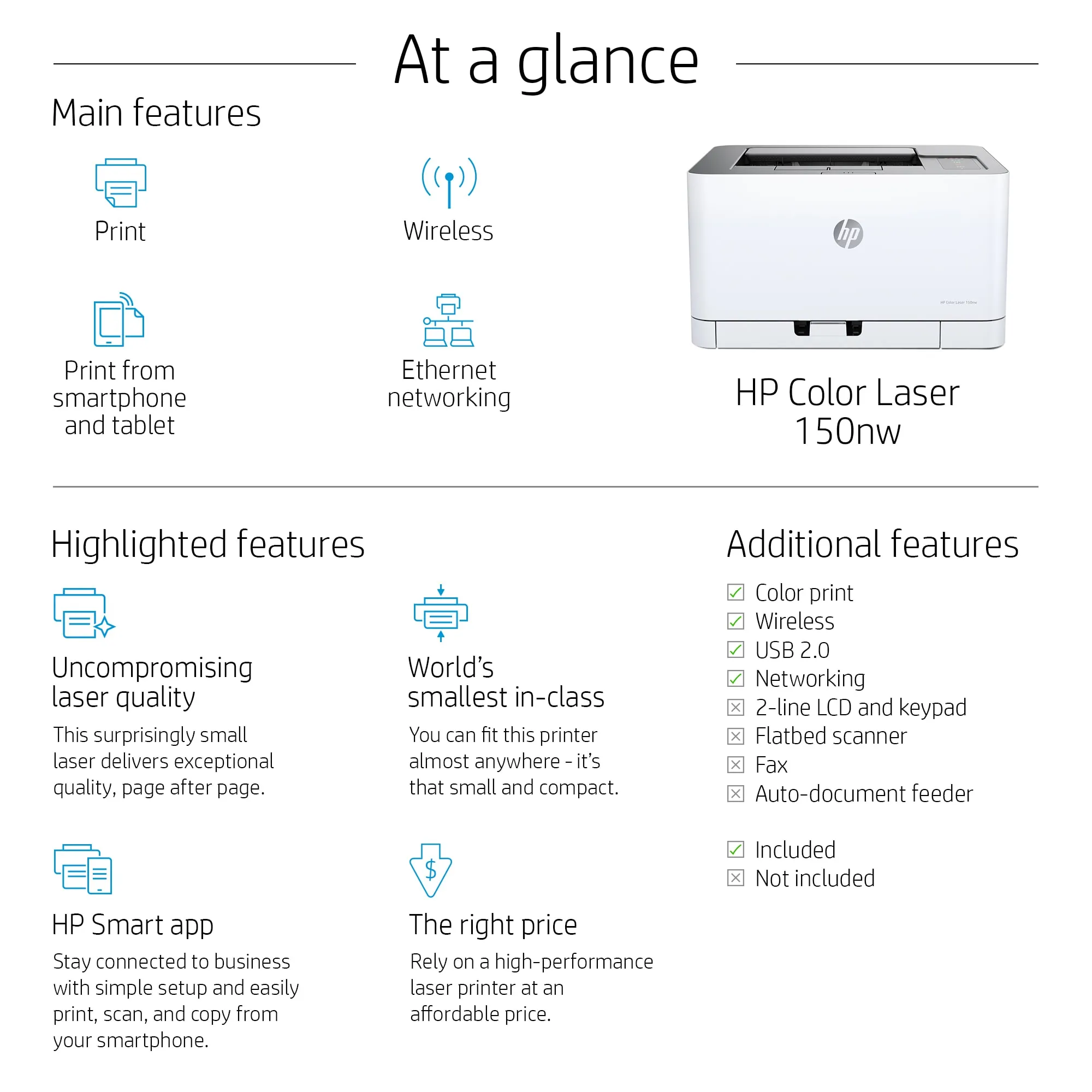HP Color Laser 150nw printer