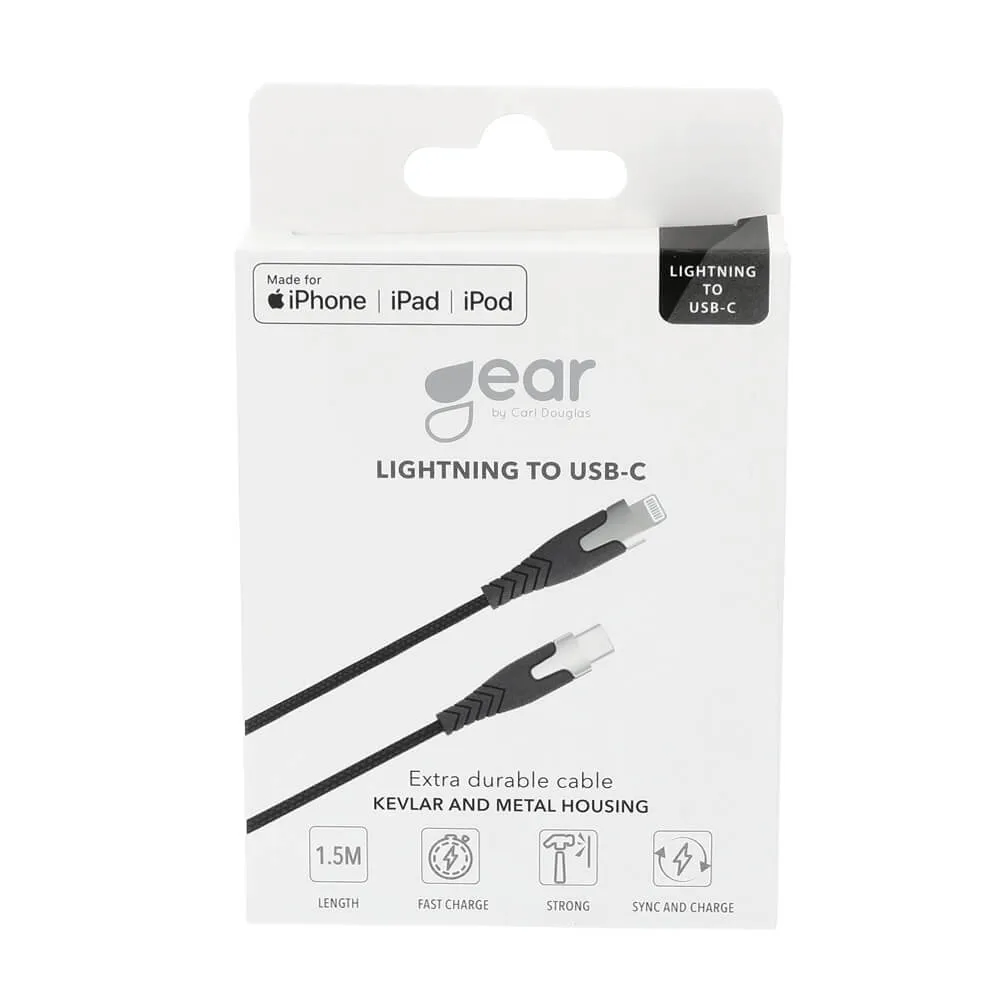 Gear PRO Kevlar USB-C to Lightning cable, 1.5 m, Black