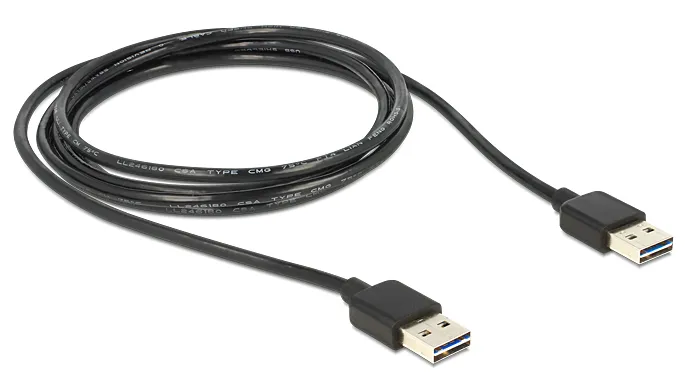 DeLock Cable Easy USB-A - USB-A - kabel, Svart, 5m