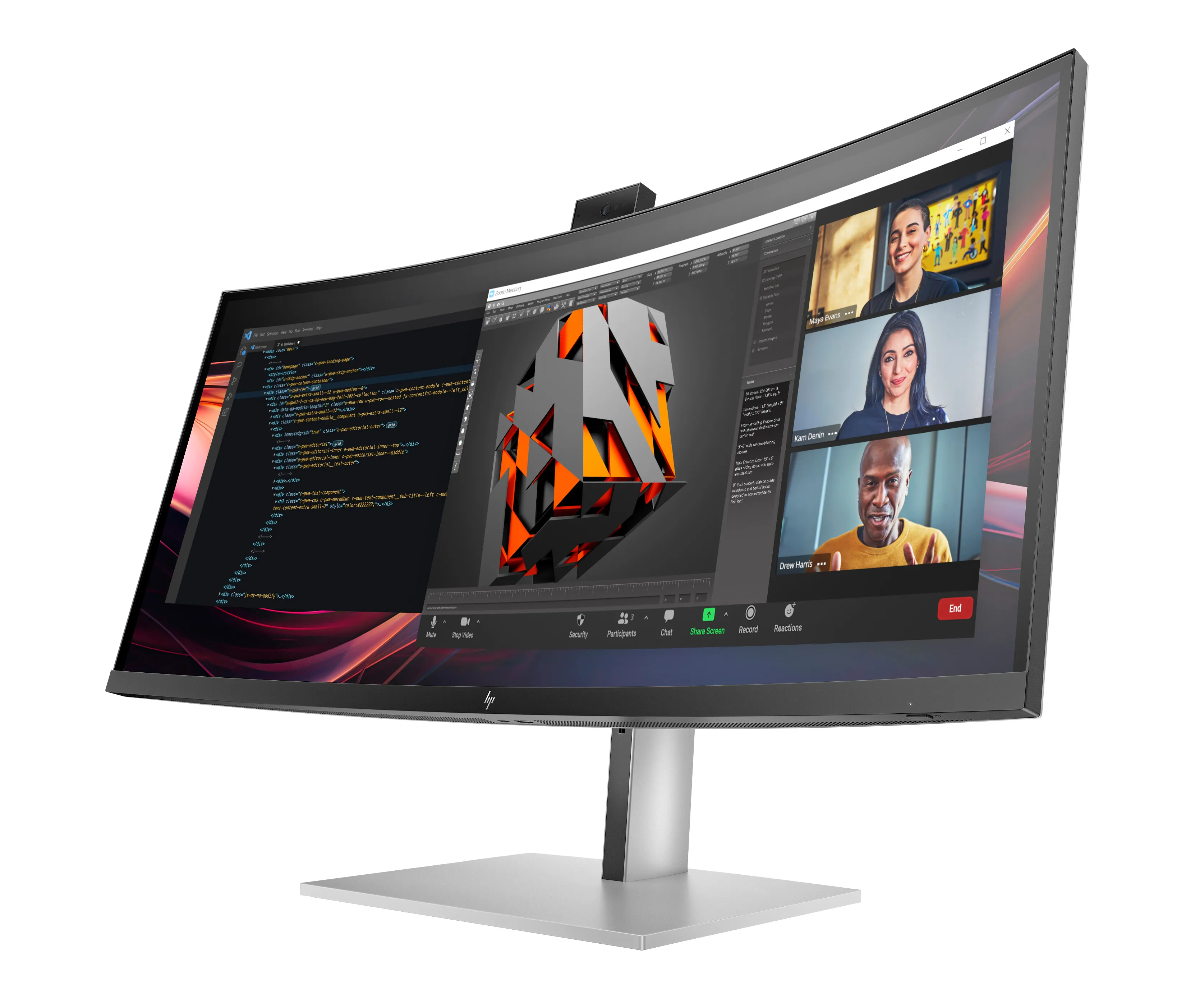 HP Series 7 Pro 734pm 34" UWQHD, IPS Curved Monitor with Thunderbolt 4 hub