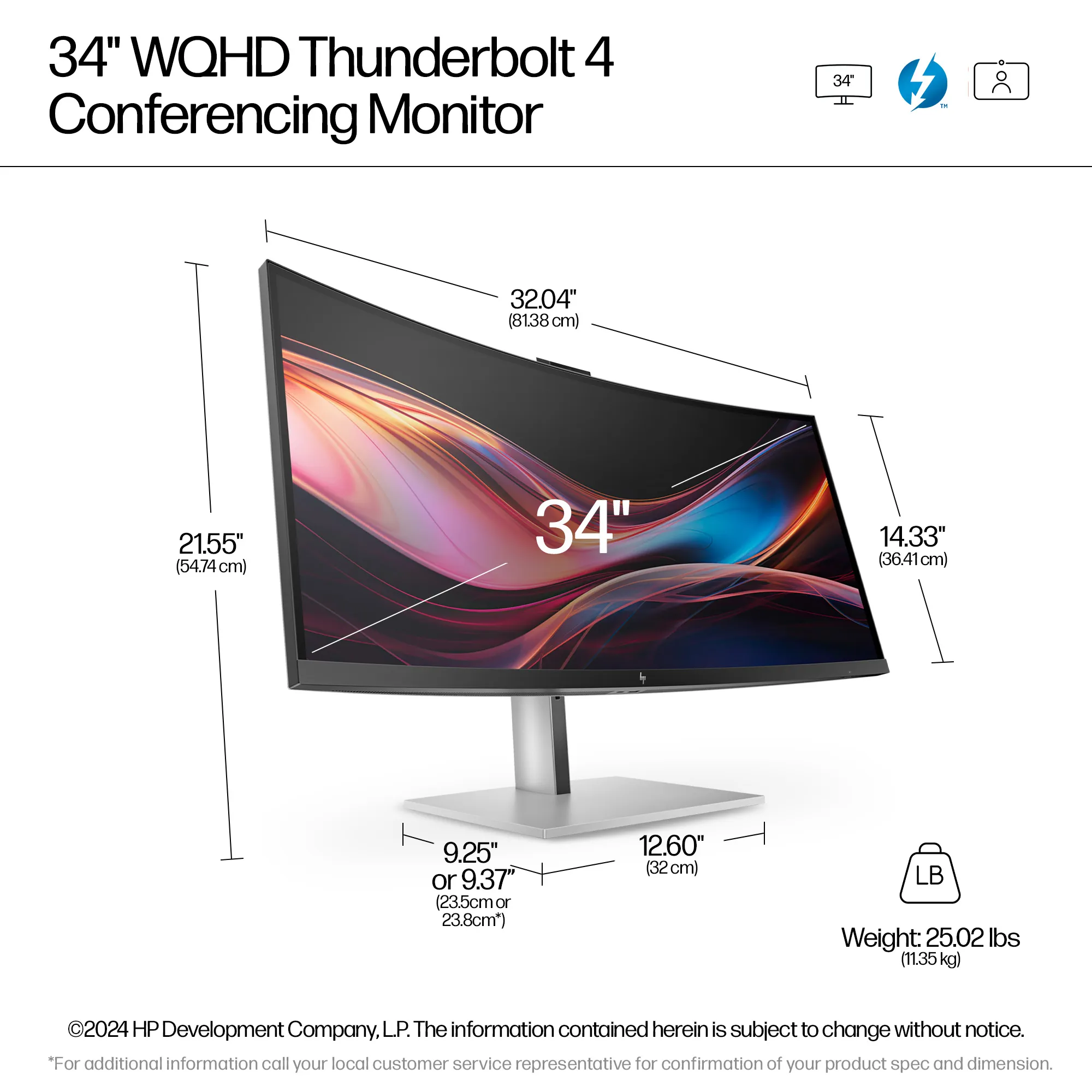 HP Series 7 Pro Conferencing Monitor 34" UWQHD, IPS Black - curved monitor