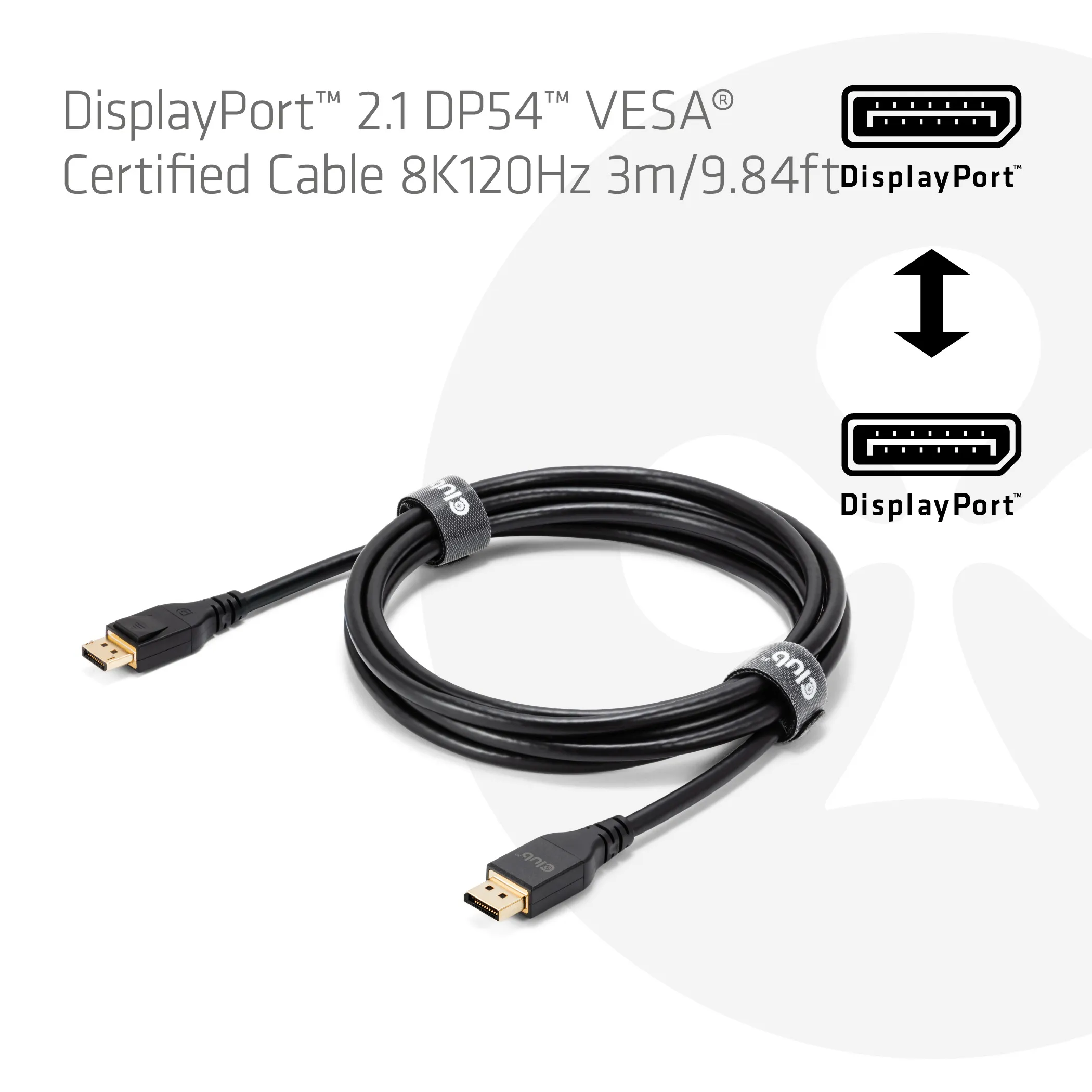 Club 3D CAC-1093 DisplayPort 2.1 cable, 8K, 165 Hz, 3 m, Black