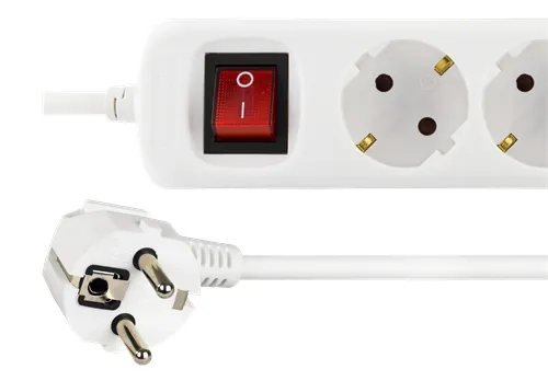 Deltaco GT-161D 2xUSB, 3 outlets Power Strip, 3m, White