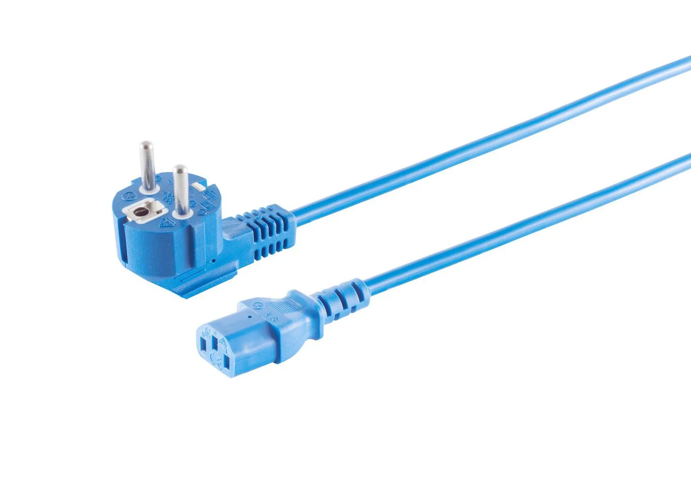 MICROCONNECT kulmikas Type E+F - C13 -virtajohto, 3 m, sininen