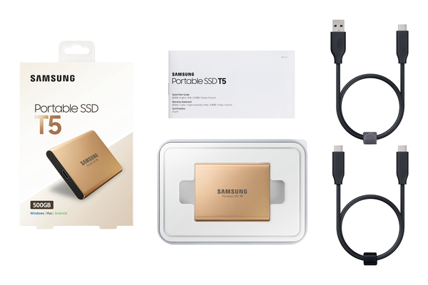 Samsung T5 500GB - External SSD, Gold