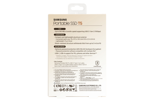 Samsung T5 500GB - External SSD, Gold