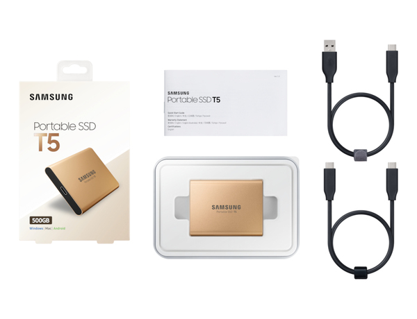 Samsung T5 500GB - External SSD, Gold
