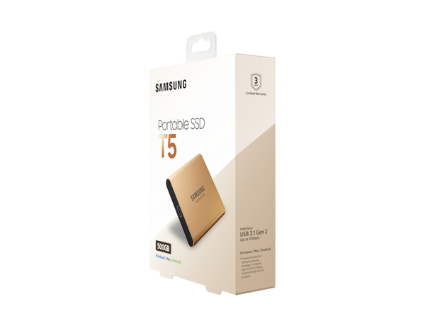Samsung T5 500GB - External SSD, Gold