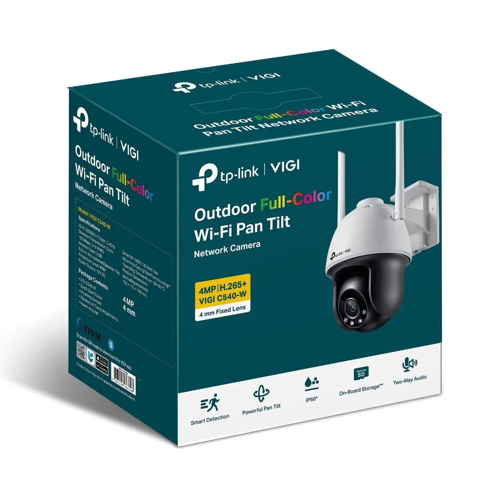 TP-Link VIGI C540-W 4MP Outdoor - Verkkovalvontakamera, Musta, Valkoinen