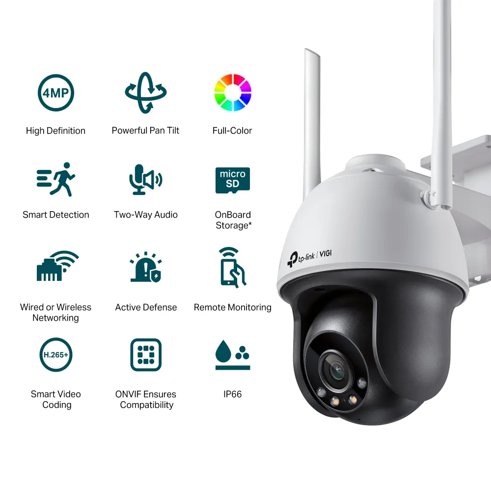 TP-Link VIGI C540-W 4MP Outdoor - Verkkovalvontakamera, Musta, Valkoinen