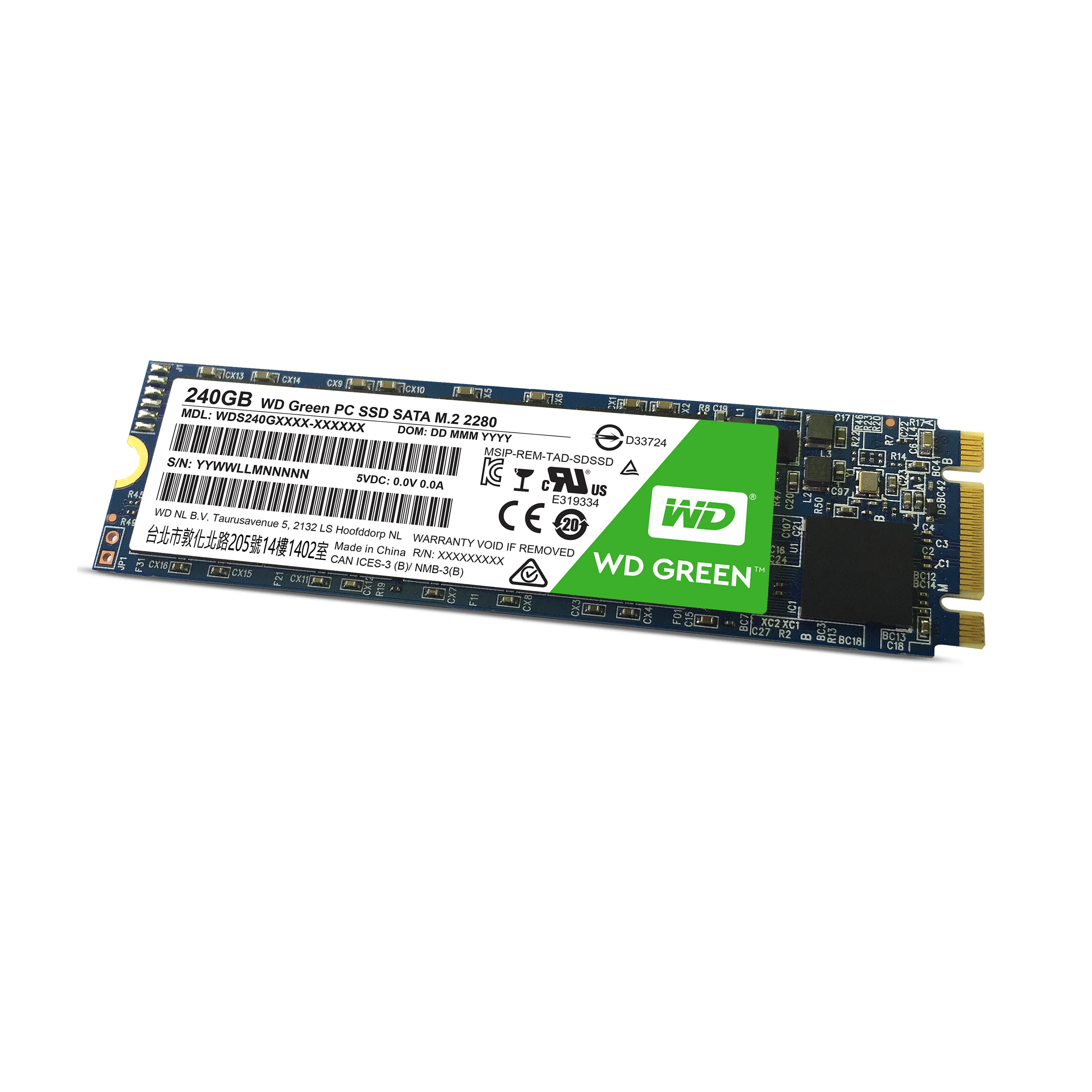 WD Green 240 Gt, SATA III, M.2 -SSD-levy