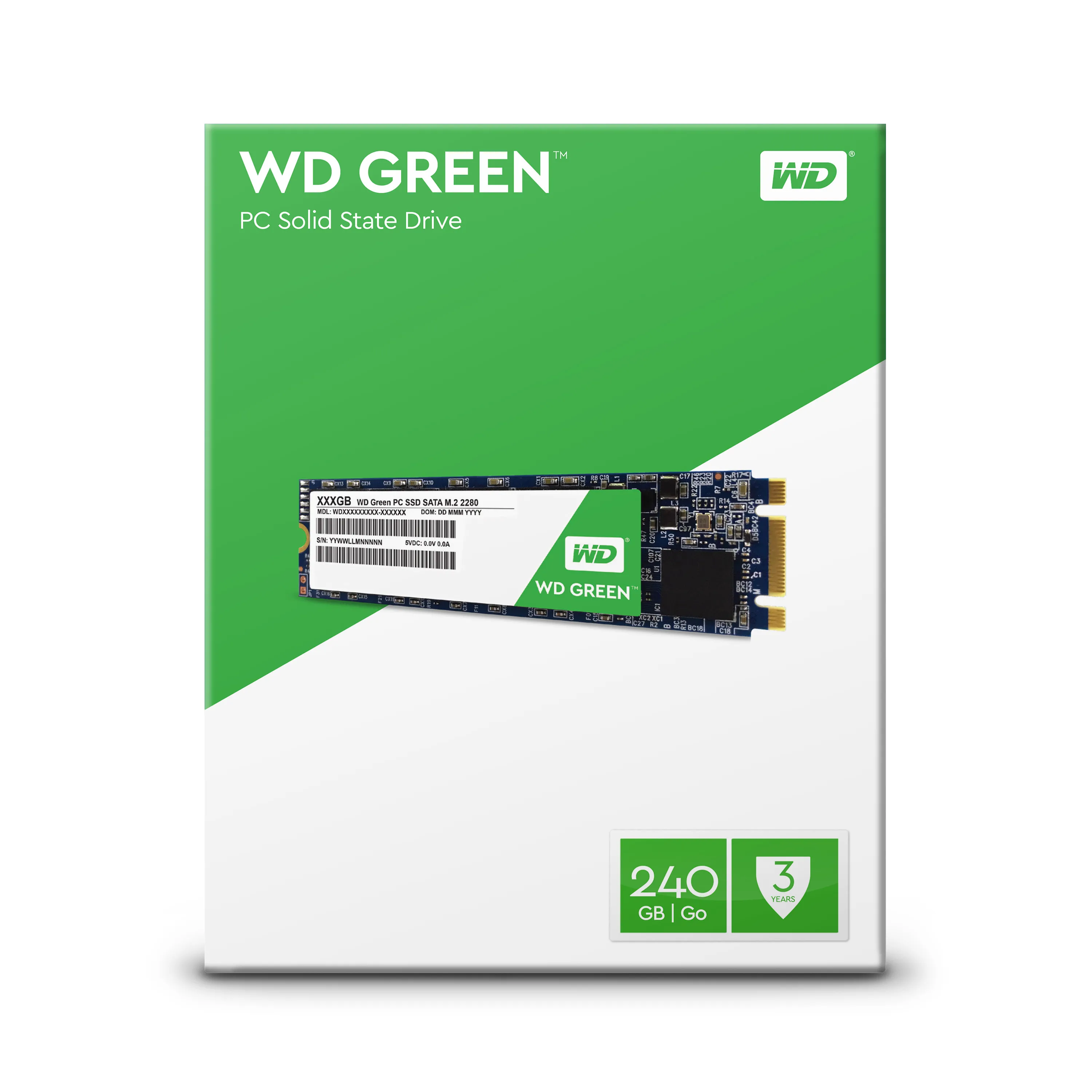 WD Green 240 Gt, SATA III, M.2 -SSD-levy
