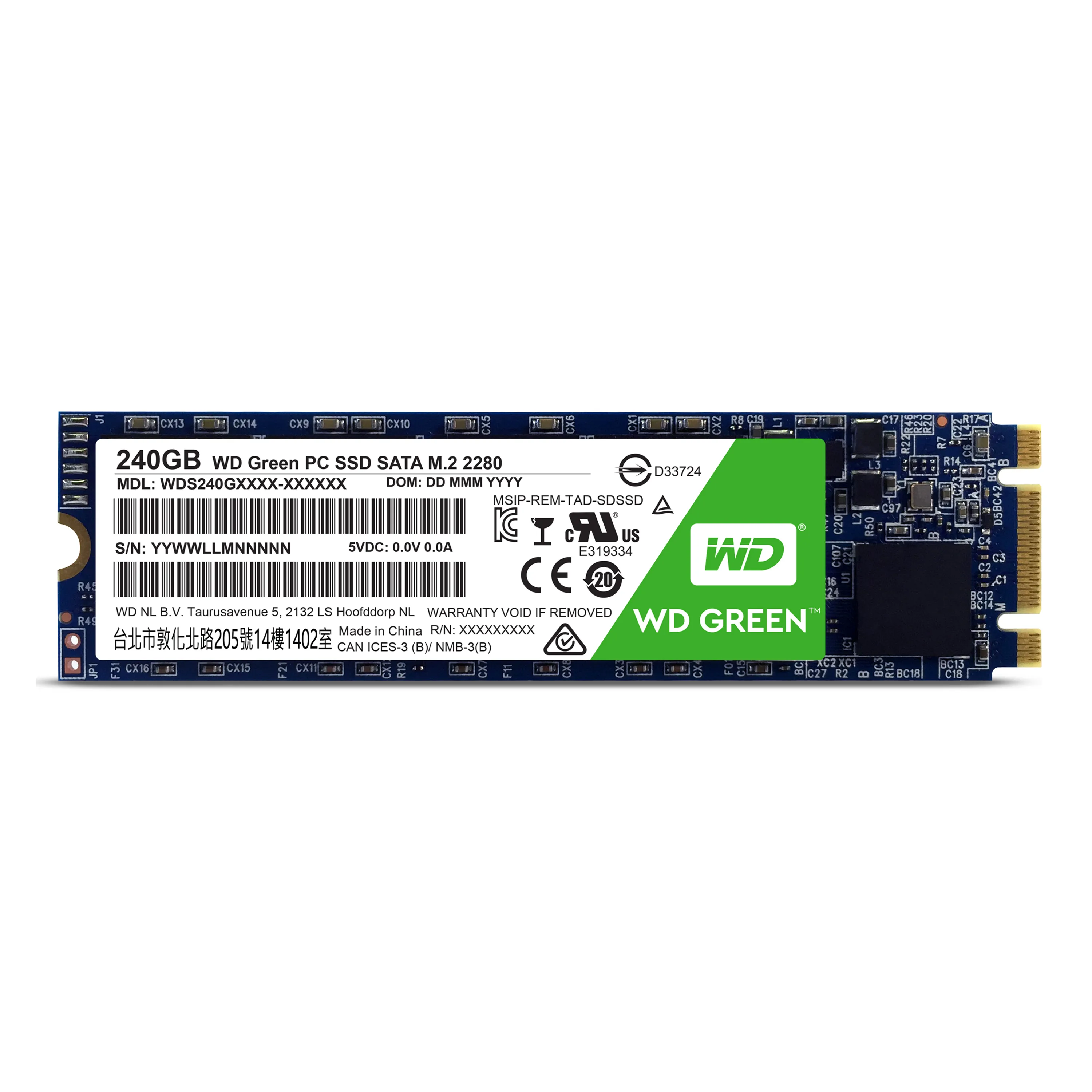 WD Green 240 Gt, SATA III, M.2 -SSD-levy