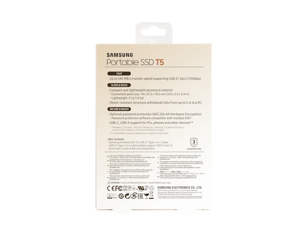 Samsung T5 500GB - External SSD, Gold