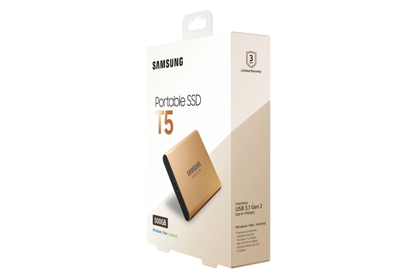 Samsung T5 500GB - External SSD, Gold