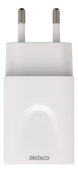 DELTACO V&auml;ggladdare, 100-240V, 5V 2,4A, 1xUSB-A, retail f&ouml;rpack, vit
