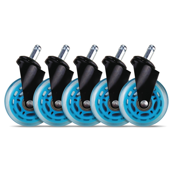 L33T Gaming 3" Casters for gaming chairs (Blue) Univ., 5 pcs