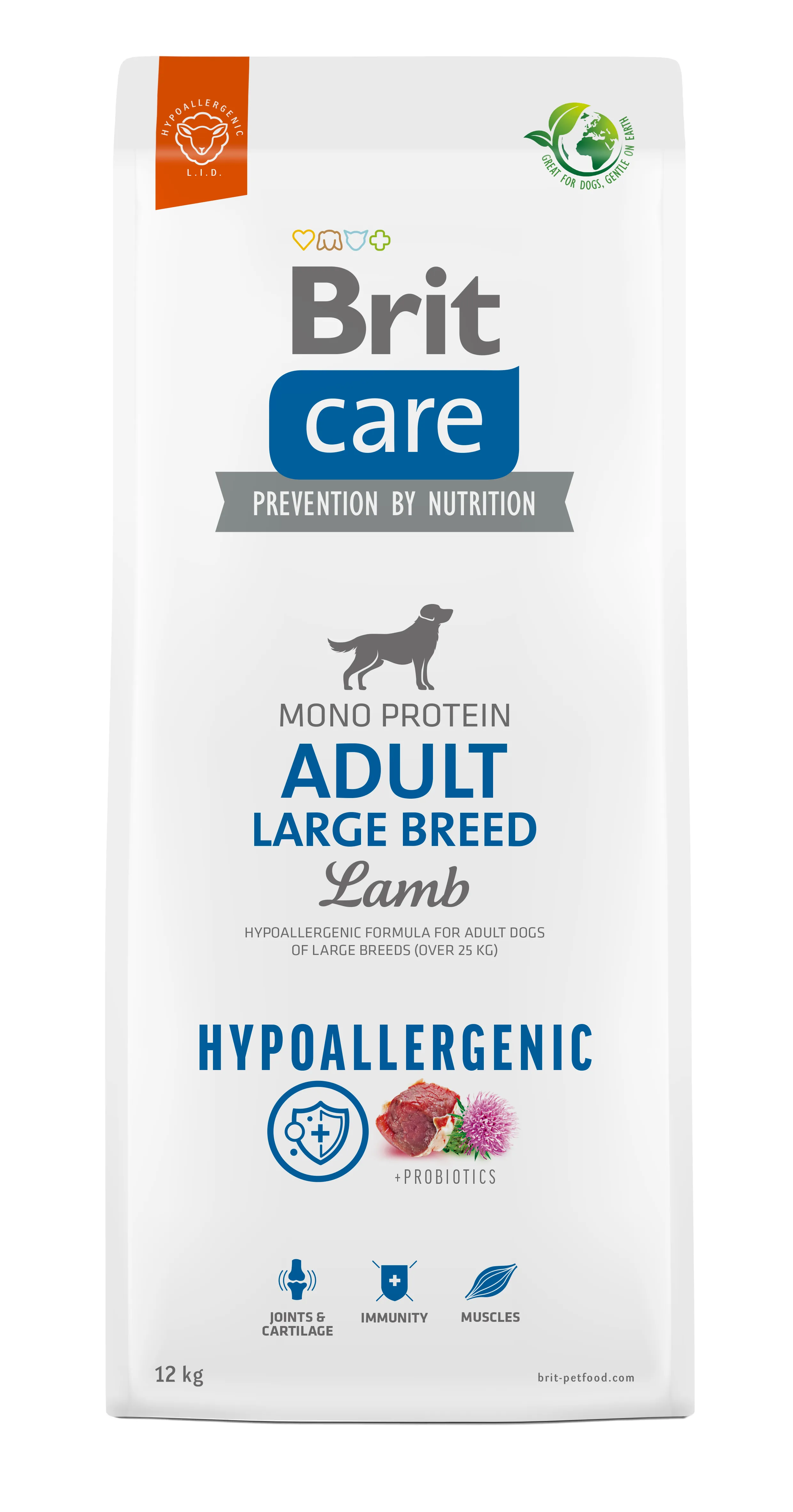 Brit Care Hypoallergenic Adult Large Breed Lamb & Rice, Dry food for dogs, 12kg