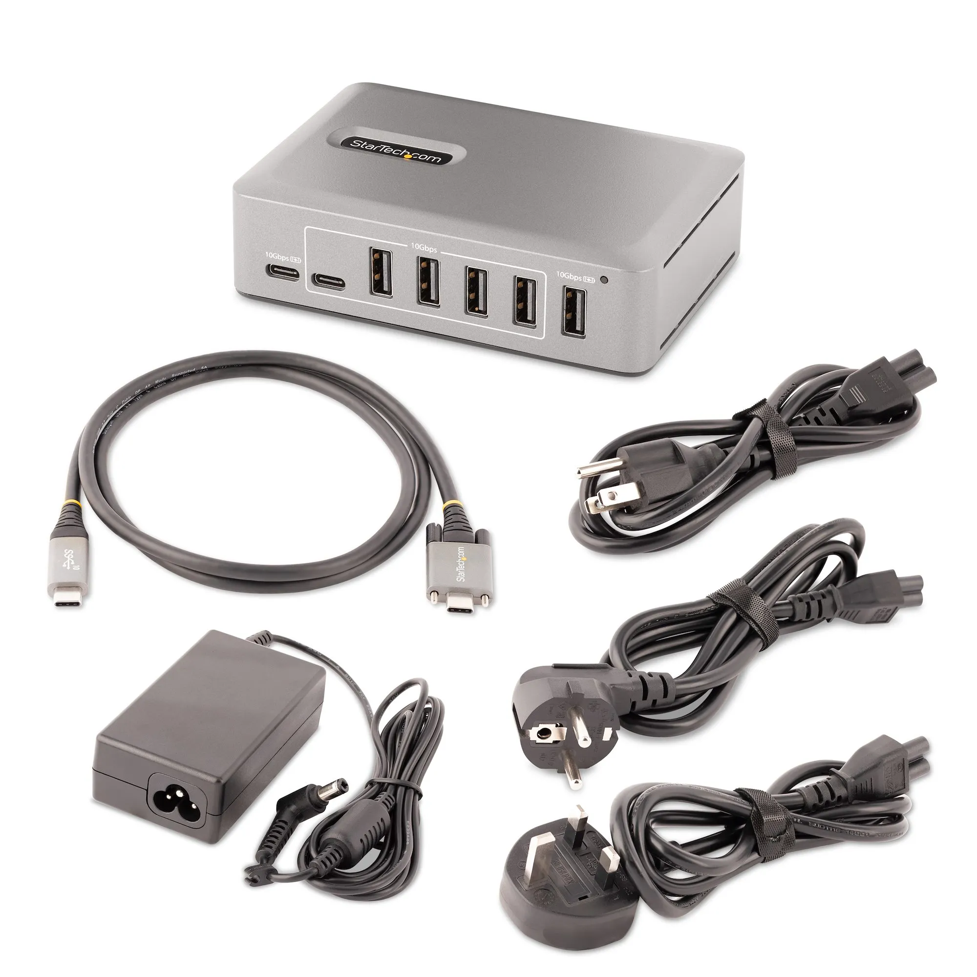 STARTECH.COM 10-Port USB-C Hub 8x USB-A + 2x USB-C Self-Powered w/ 65W Power Supply USB 3.1 10Gbps Desktop/Laptop USB Hub