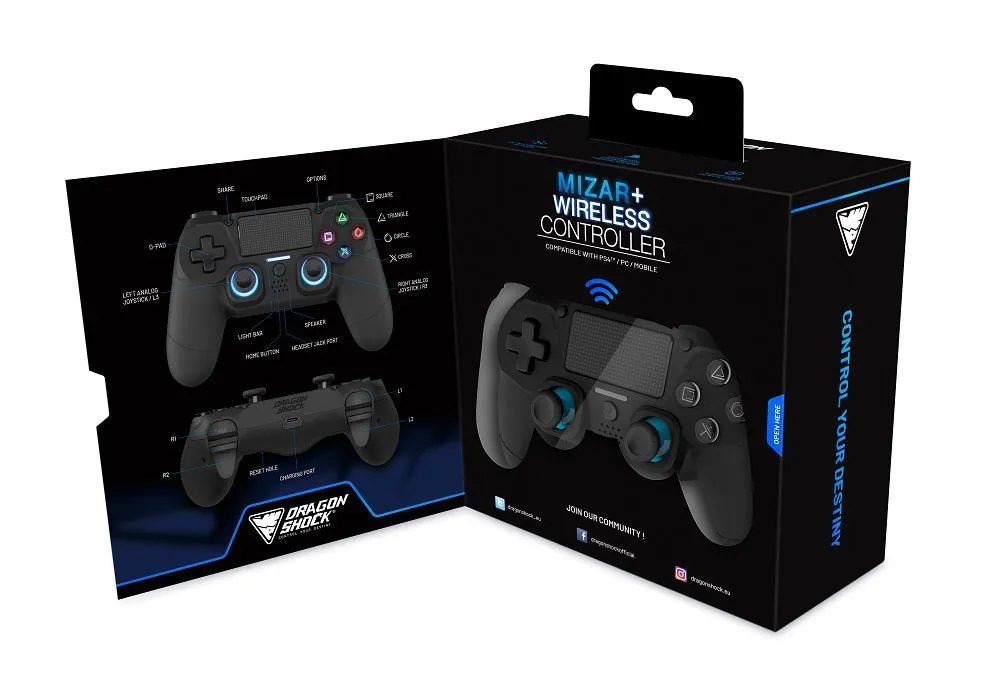 DRAGONSHOCK Handkontroll Mizar+ - PS4/PC/Mobil Svart