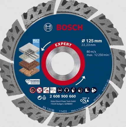 Bosch Powertools Expert diamond cutting disc 'MultiMaterial', 125mm - 2608900660 EXPERT RANGE