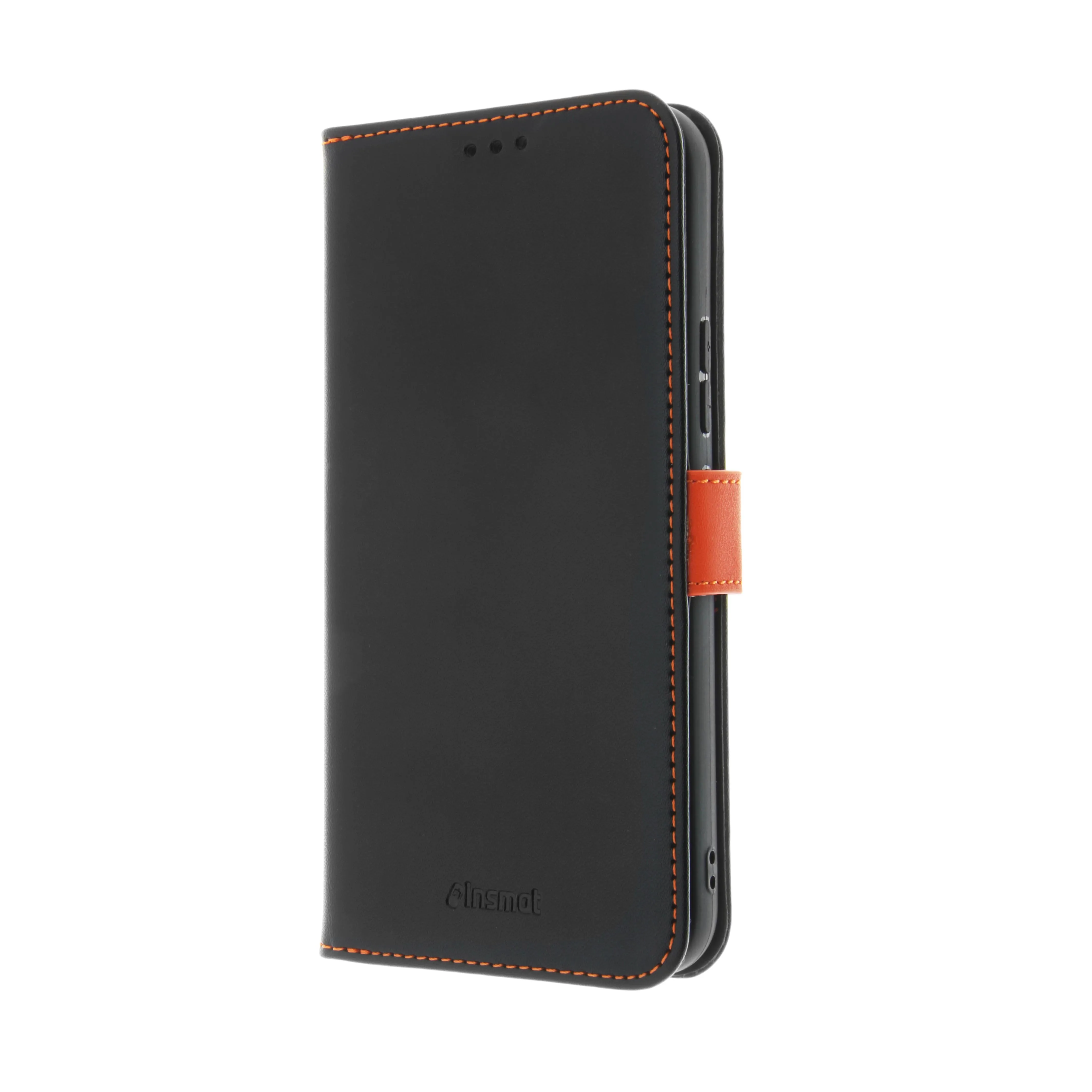 Insmat Flip Case, Galaxy A34 5G - Wallet Case, Black/Orange