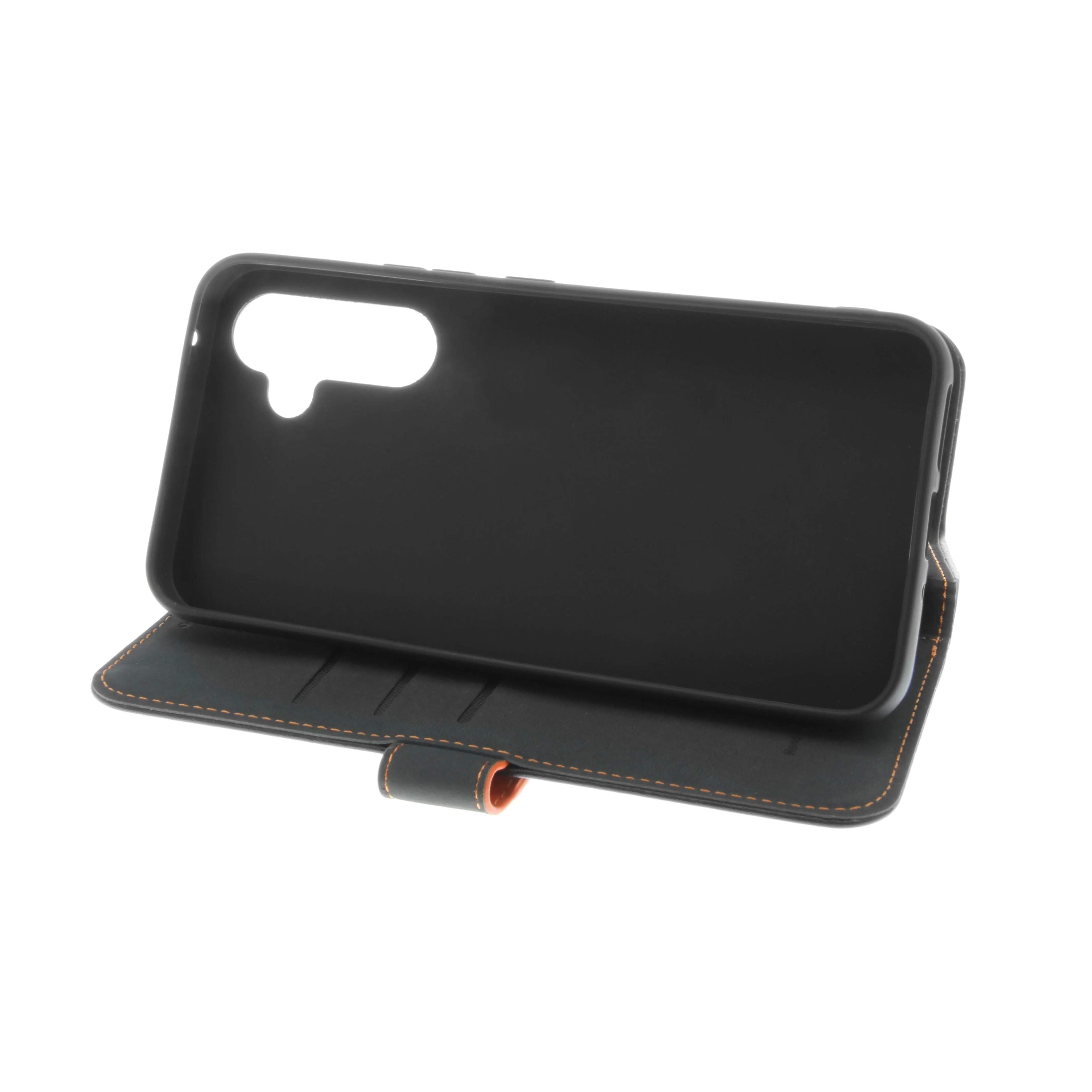 Insmat Flip Case, Galaxy A34 5G - Wallet Case, Black/Orange