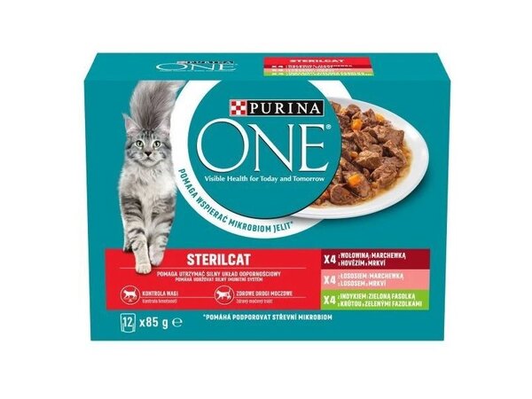 Purina One Sterilcat Chicken and Beef Mix, Wet food for cats, Adult, 12 x 85g