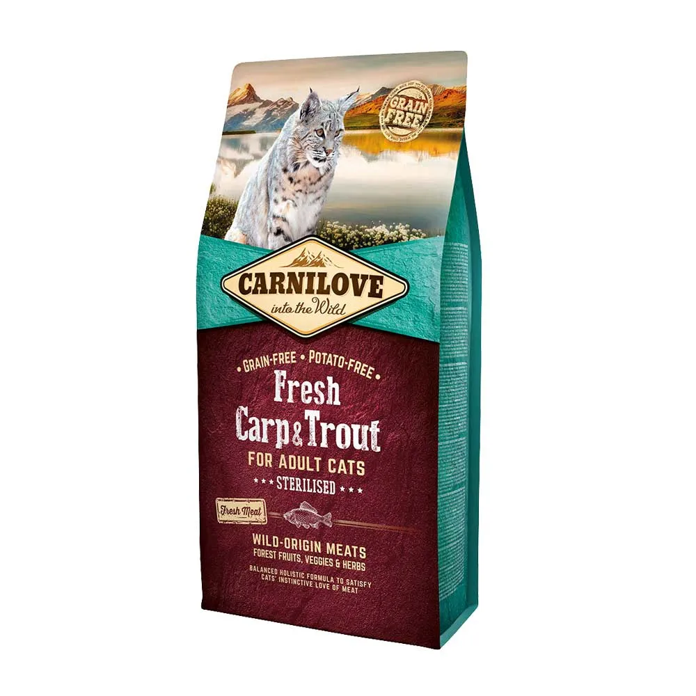 Carnilove Fresh Carp & Trout Sterilised, Dry food for cats, Adult, 6kg