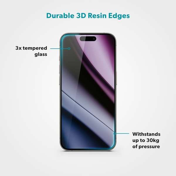 Epico ImpactBuffer Glass 3D for iPhone 16 - Screen glass