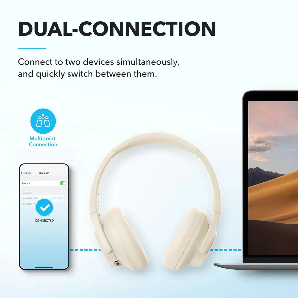 Anker Soundcore Q20i Hybrid ANC - wireless headphones, White