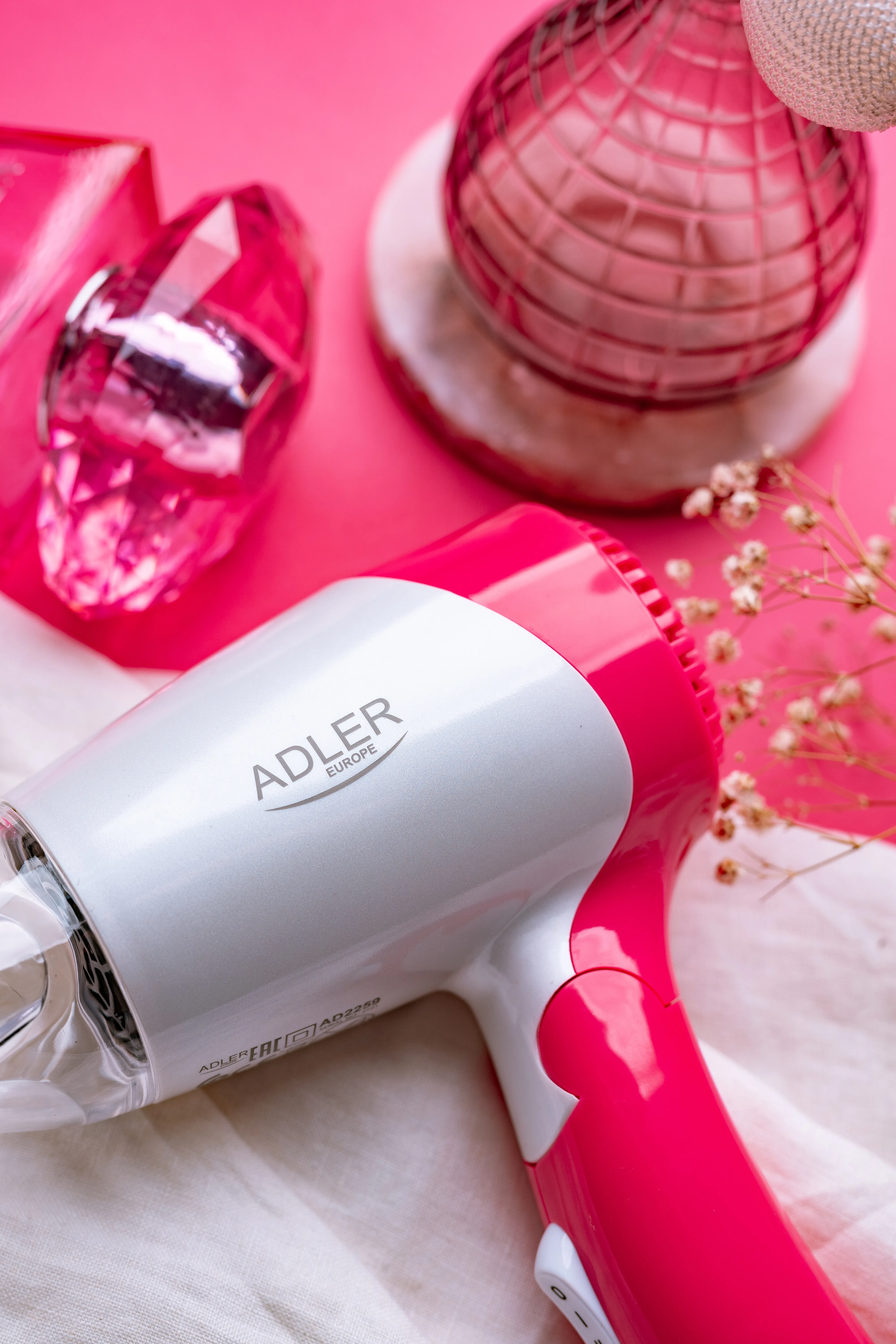 ADLER AD 2259 1200W Hair Dryer, Pink/White