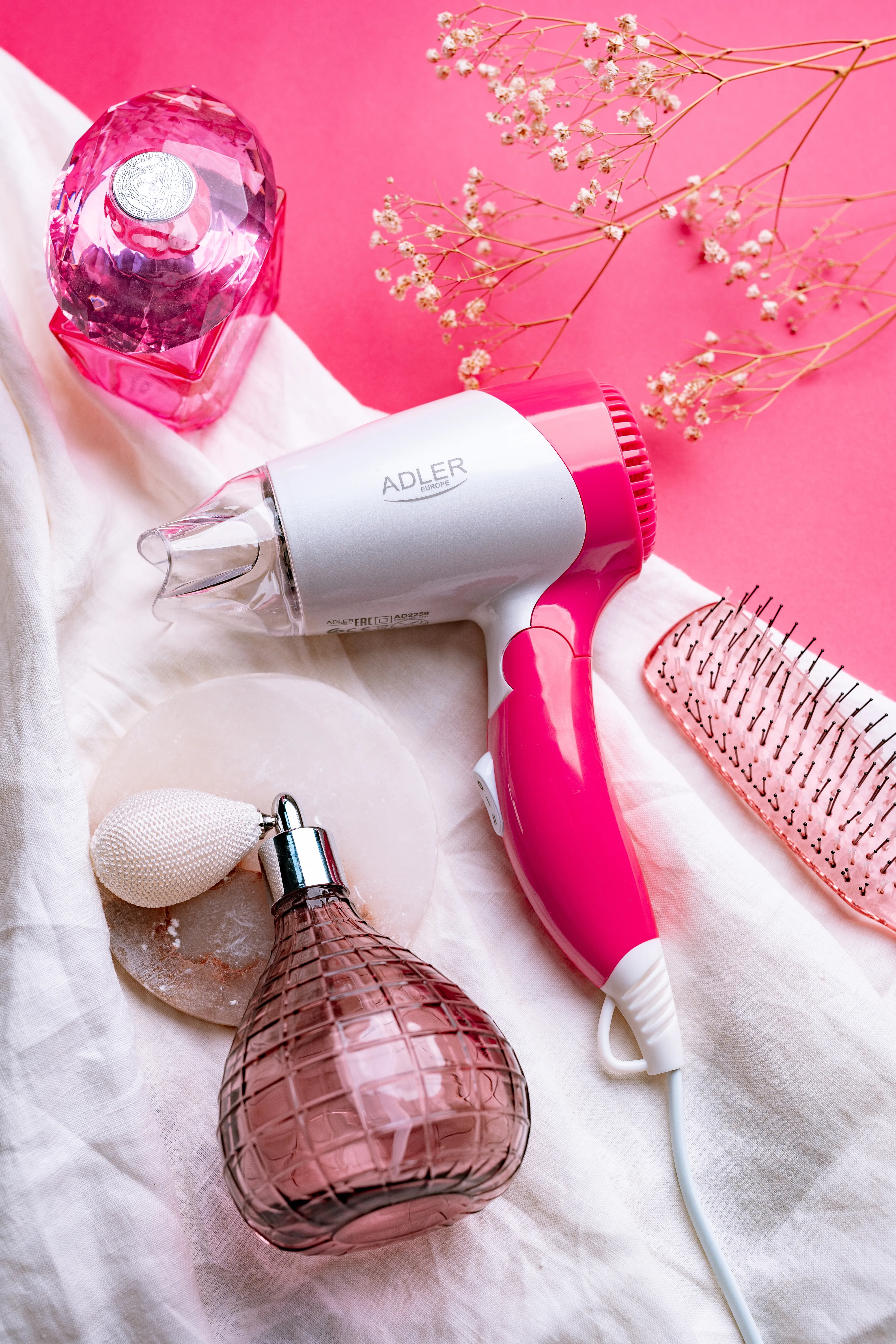 ADLER AD 2259 1200W Hair Dryer, Pink/White