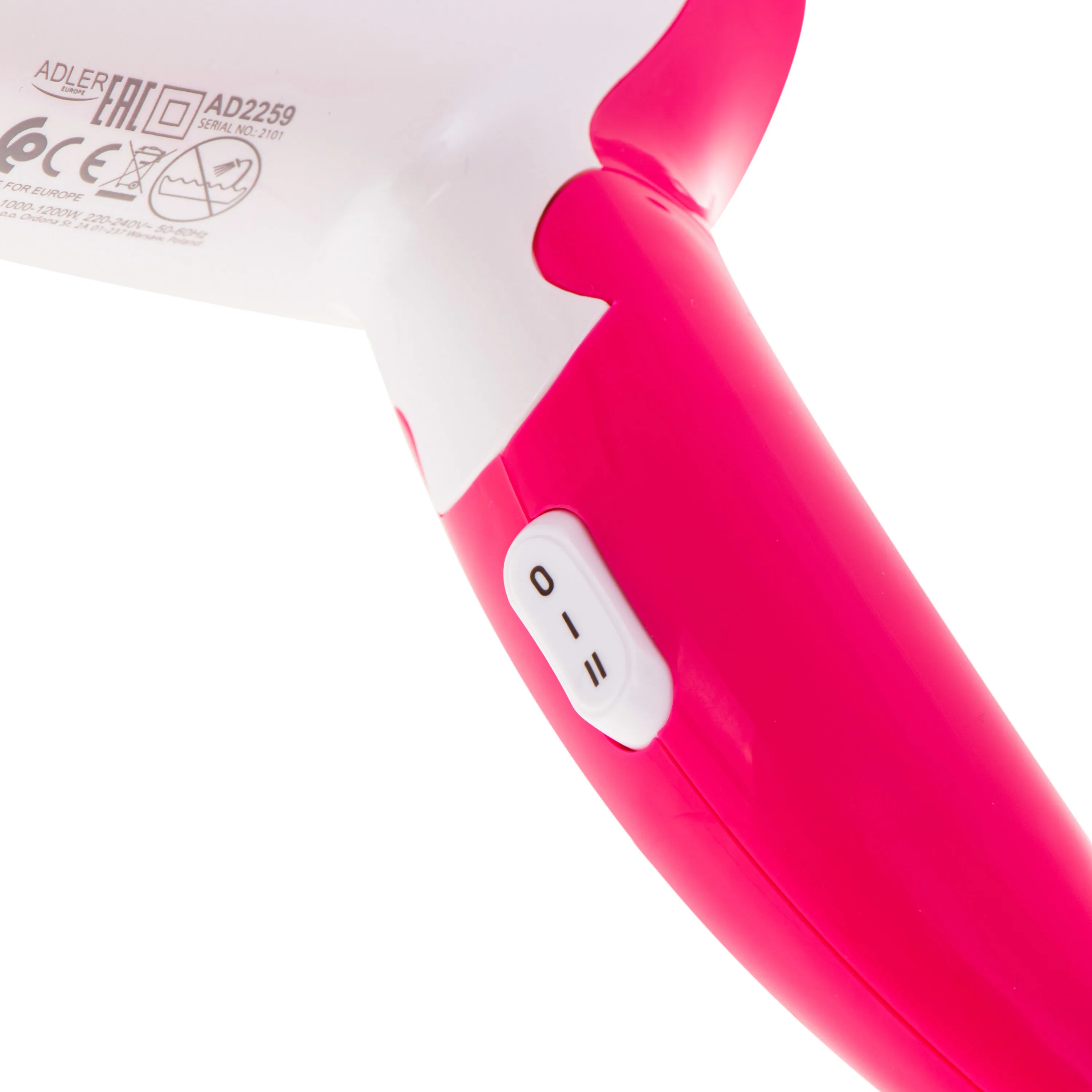 ADLER AD 2259 1200W Hair Dryer, Pink/White