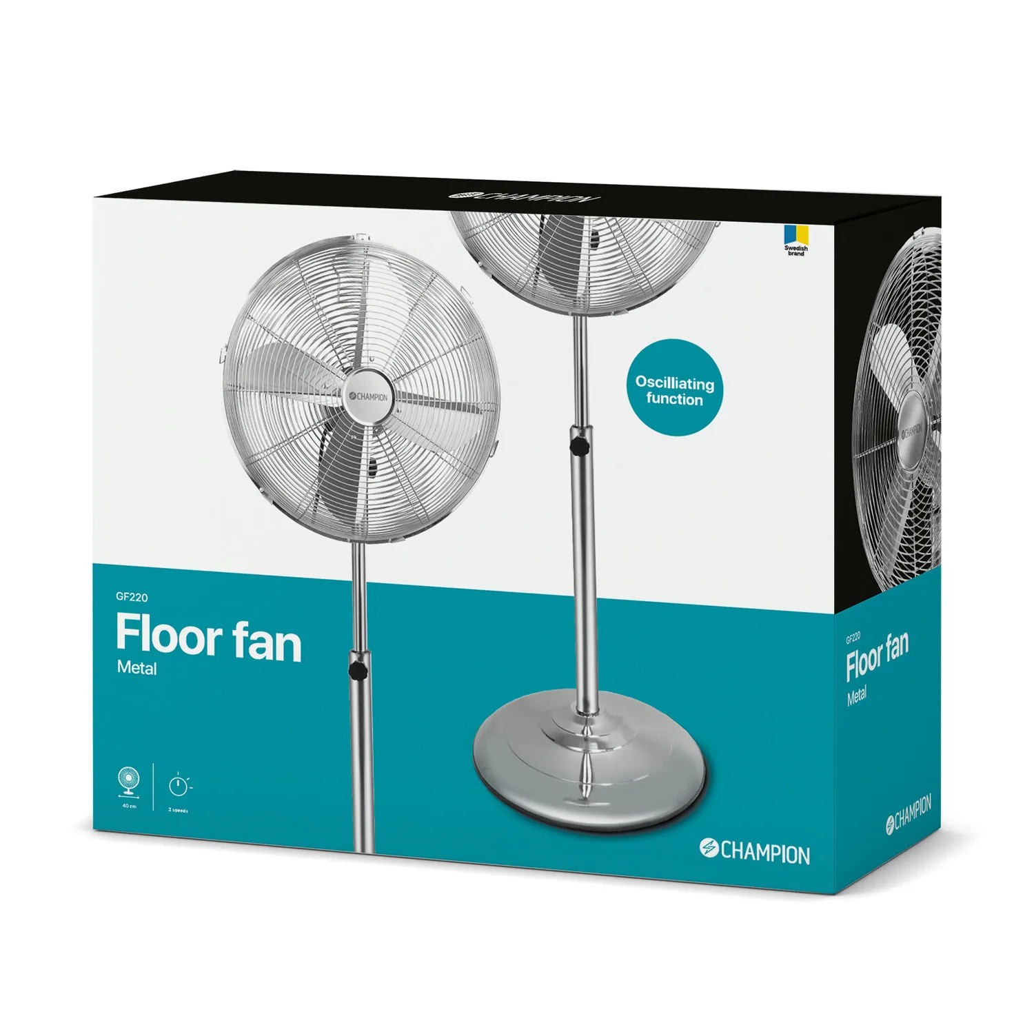 Champion 40cm - floor fan, metal
