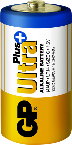 GP Ultra Plus Battery, Size C, LR14, 1.5V, 2-pack