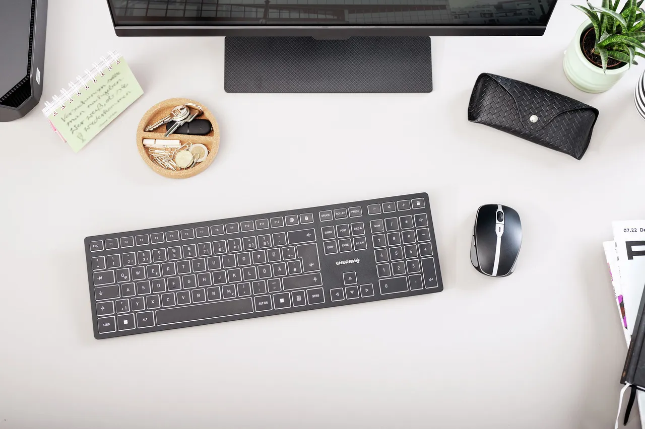 CHERRY KW 9100 Slim WL Keyboard, Black/Grey (German)