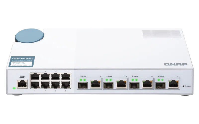 QNAP 8port 1Gbps, 4 port 10G SFP+Switch Desktop