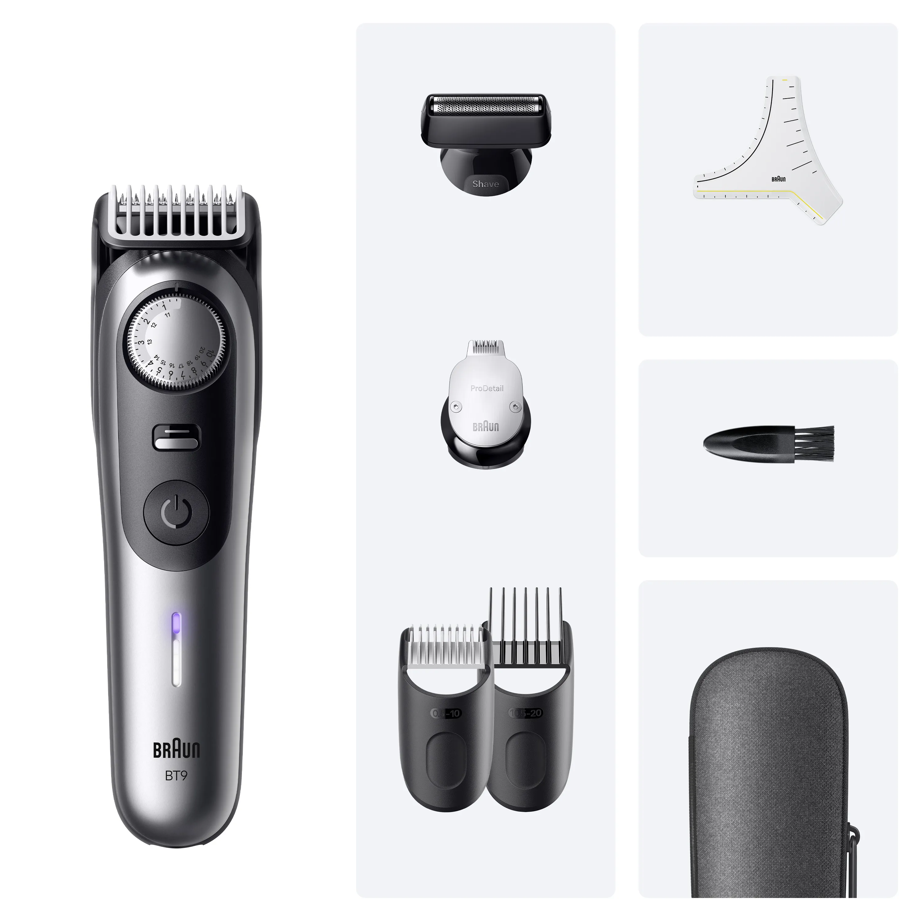Braun Series 9 BeardTrimmer 9 S9BT9520 m&auml;rk&auml;- ja kuiva-ajoon -partatrimmeri, harmaa